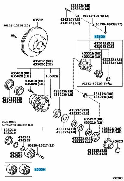 TOYOTA LAND CRUISER FZJ GRJ HDJ HZJ VDJ Genuine Free Wheel Hub 43530-60130 OEM