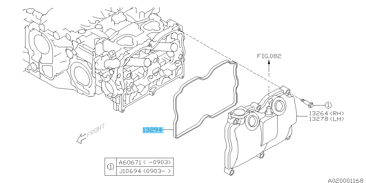 SUBARU FORESTER SH9 2006-2010 Genuine Gasket Rocker Cover 13294AA070 OEM