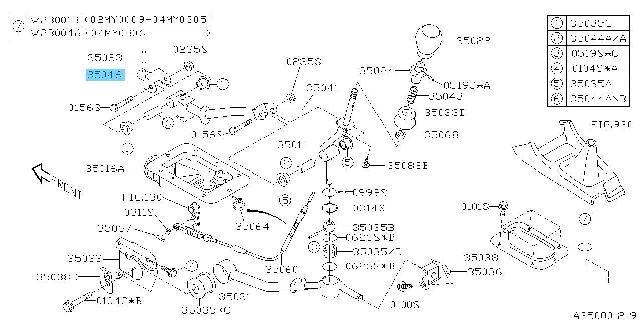 SUBARU IMPREZA WRX STI GDA 97-05 Genuine Gear Shift Joint Complete 35047AC030