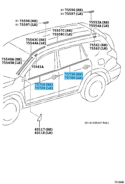 TOYOTA RAV4 ACA3# GSA3# 06-12 Genuine Front & Rear Door Belt Moulding RH LH Set
