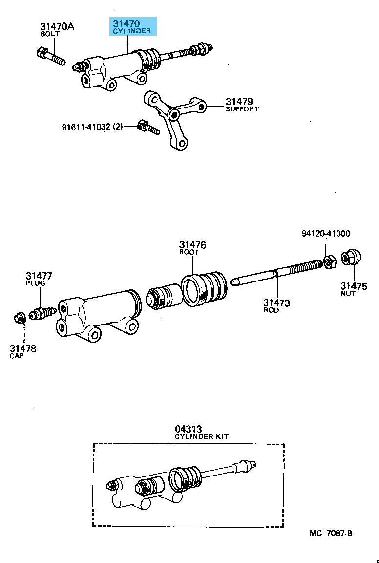 TOYOTA LAND CRUISER FJ40 FJ60 '81-85 Genuine Clutch Release Cylinder 31470-60081