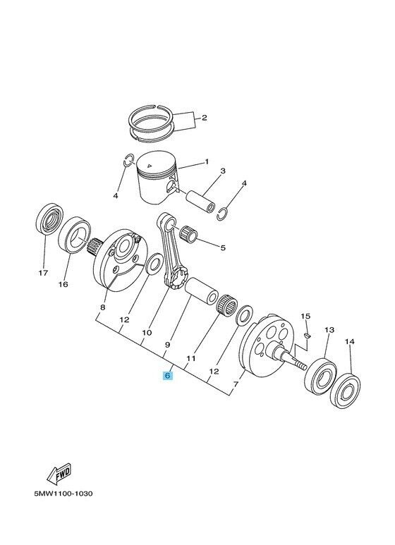 YAMAHA YZ250 2007-2018 Genuine Crankshaft Assy 5UP-11400-10-00 OEM