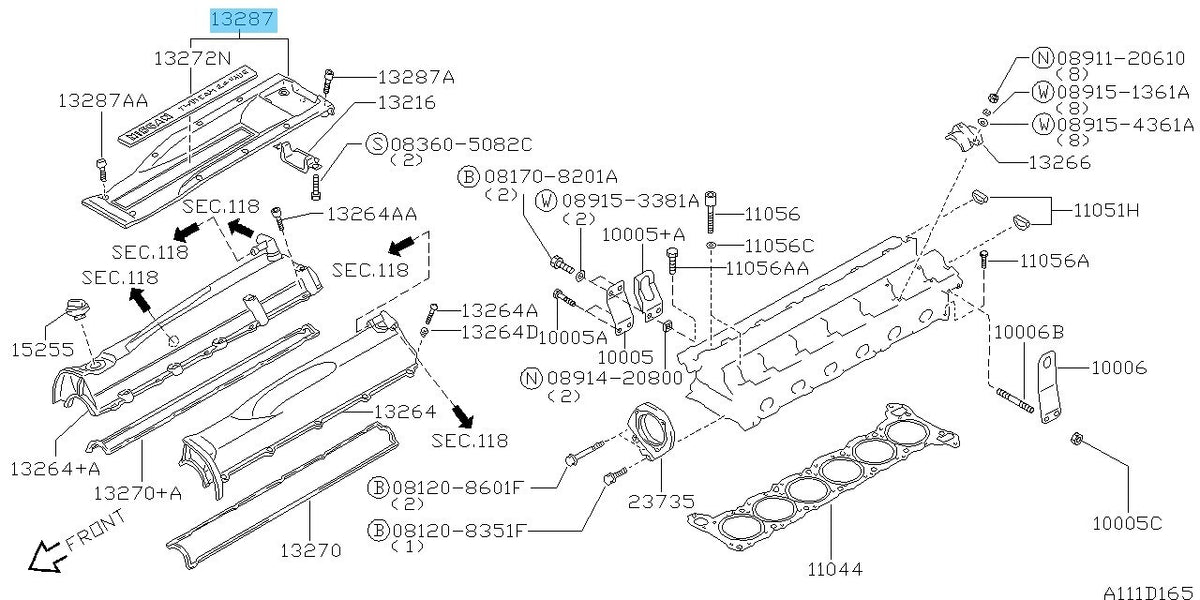 NISSAN SKYLINE GT-R BCNR33 95-98 Genuine Rocker Cover Ornament 13287-24U00 OEM