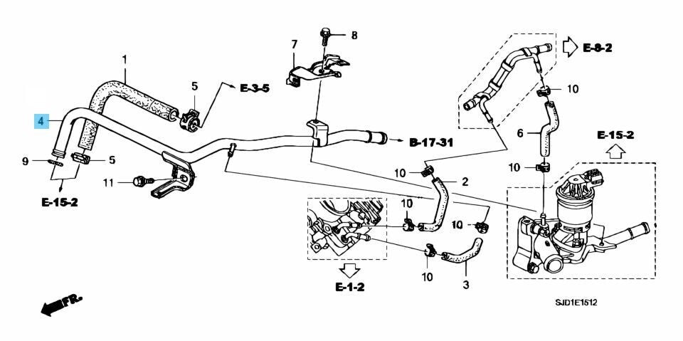 HONDA CR-V EDIX STEPWGN Genuine K24A K24Z Heater Pipe Comp 19510-RTB-000 OEM