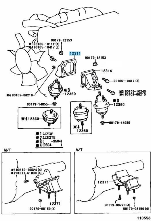 TOYOTA LEXUS Genuine 1JZ-GTE 2JZ-GE 2JZ-GTE Engine Mount Bracket Right Side OEM