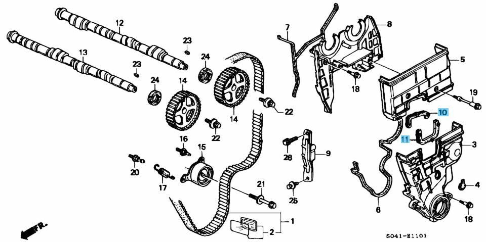 HONDA CR-V RD1 RD2 1997-2001 Genuine Timing Belt Cover Rubber Bracket Set OEM