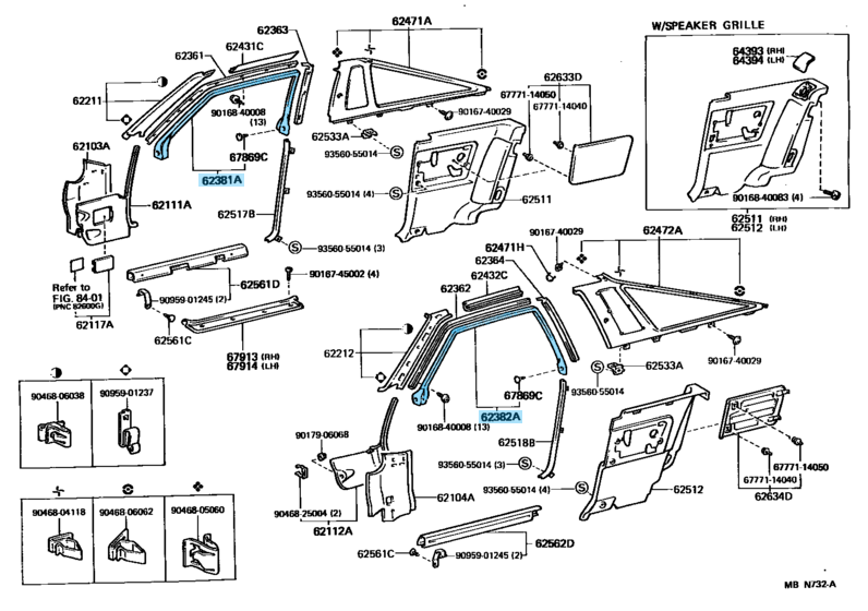 TOYOTA SUPRA JZA70 MK3 Genuine Roof Side Rail Weather Strip Right & Left Set OEM