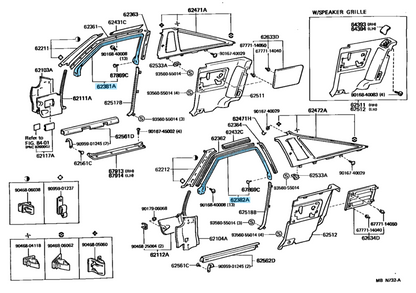 TOYOTA SUPRA JZA70 MK3 Genuine Roof Side Rail Weather Strip Right & Left Set OEM