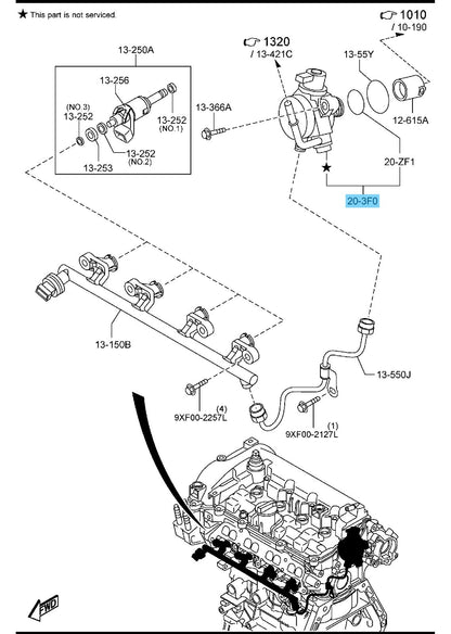 MAZDA CX-3 DK 2016-2018 Genuine High Pressure Fuel Pump PE22-20-3F0 OEM