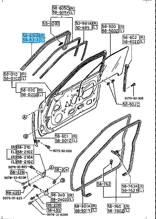 MAZDA RX-7 FC3S 1986-1991 Genuine Rain Rail Weather Strip Right & Left Set OEM