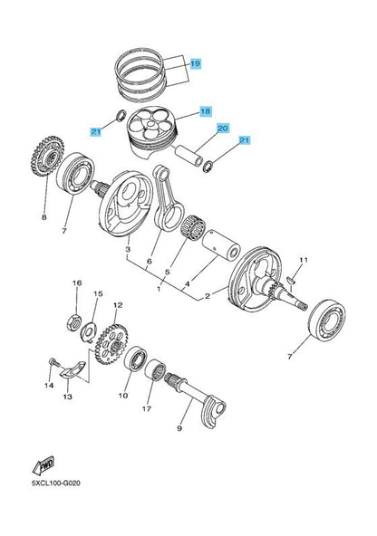 YAMAHA YZ250F 2008-2011 Genuine Piston & Ring Set & Pin & Circlip(x2) Set OEM