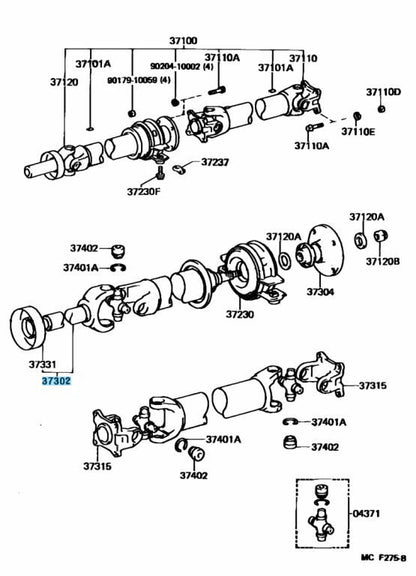 TOYOTA Genuine Yoke RR Propeller Shaft Universal Joint Sleeve 37302-35030 OEM