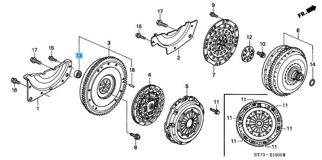 HONDA CR-V RD1 1998-2001 Genuine Clutch Pilot Bearing 91006-634-008 OEM