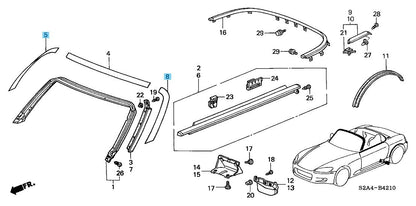 HONDA S2000 AP1 2000-2009 Genuine Front Pillar Exterior Film RH & LH Set OEM