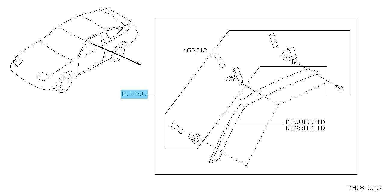 NISSAN 240SX 180SX RS13 1989-1998 Genuine Side Roof Visor G3810-40F00 OEM