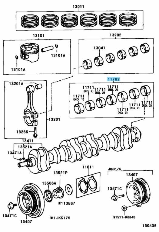 TOYOTA LEXUS Genuine 1JZ-GE 1JZ-GTE 2JZ-GE 2JZ-GTE Crankshaft Bearing Set OEM