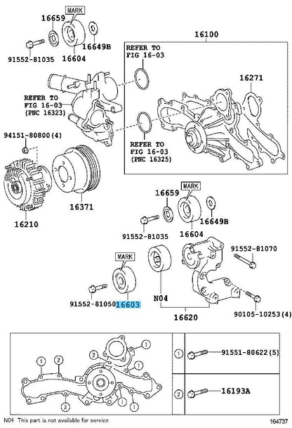 TOYOTA LAND CRUISER GRJ200 Genuine V Belt & Idler Pulley NO.1 & NO.2 set