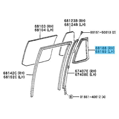 TOYOTA LAND CRUISER UZJ100 '98-07 Genuine Rr/Quarter Window W/strip RH & LH Set