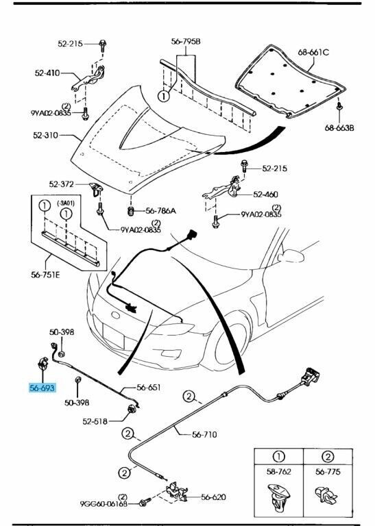 MAZDA RX-8 SE3P 2004-2011 Genuine Hood Support Rod Holder S05B-56-643 OEM