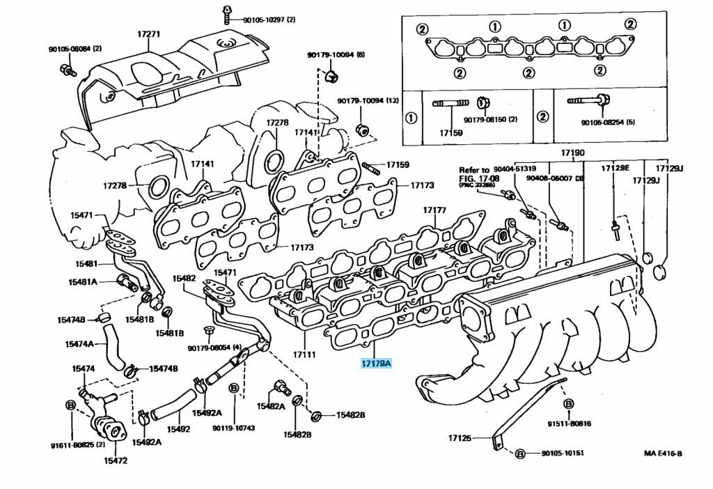 TOYOTA 1JZ-GTE 1JZGTE Genuine Intake Manifold Collector Gasket 17179-88400 OEM