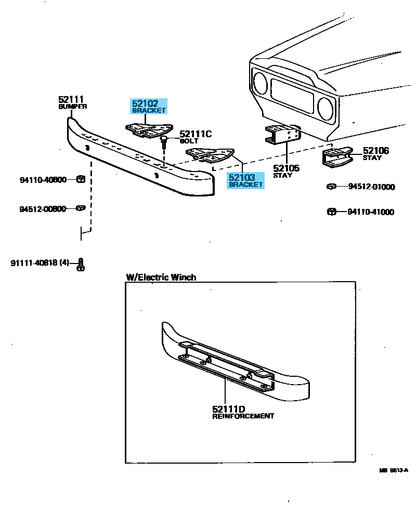 TOYOTA LAND CRUISER BJ40 FJ40 HJ45 Front Bumper Bracket 52116-60010 Set of 2 OEM