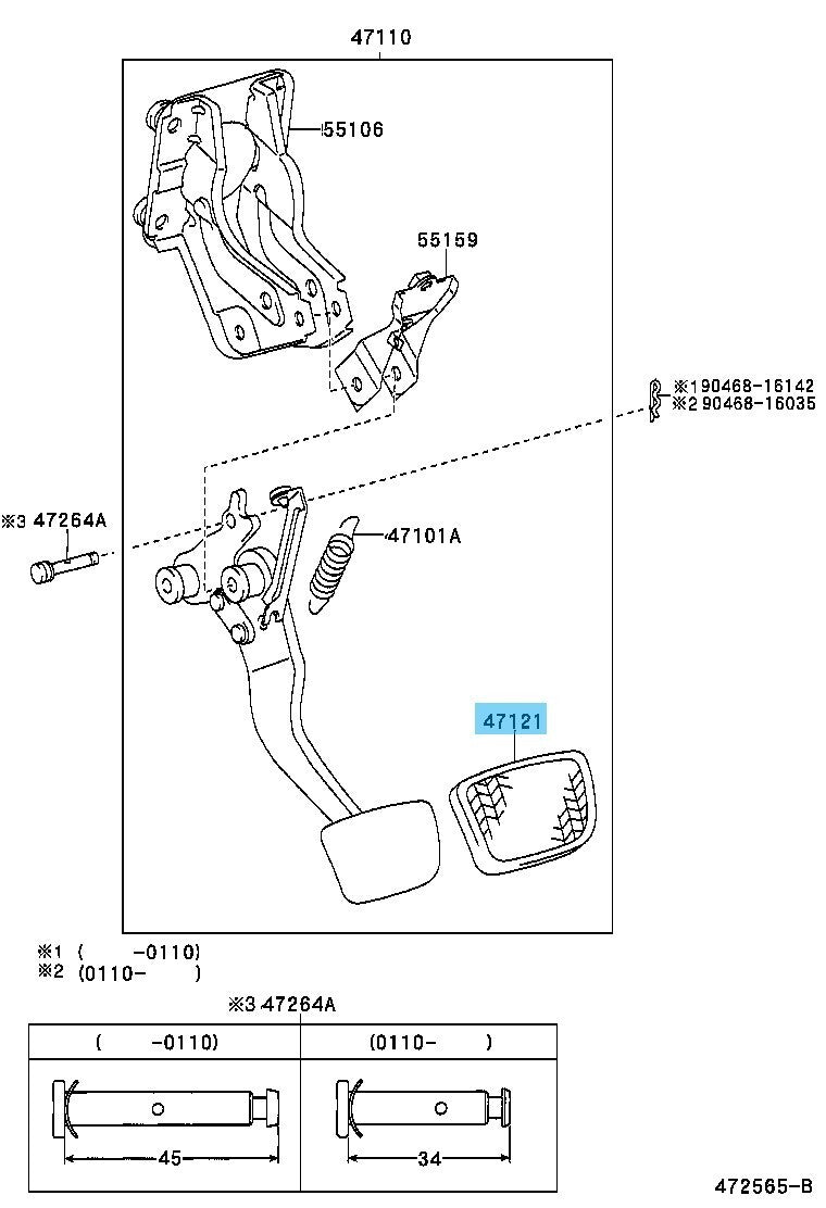 TOYOTA CAMRY ACV36 2002-2011 Genuine Clutch & Brake Pedal Pad 31321-52010 x2 set
