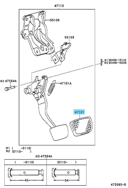 TOYOTA CAMRY ACV36 2002-2011 Genuine Clutch & Brake Pedal Pad 31321-52010 x2 set