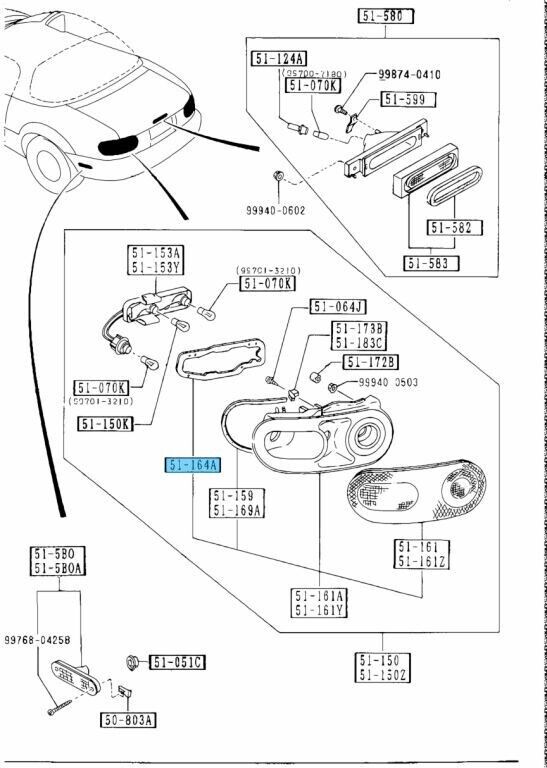 MAZDA MX-5 MIATA NA8C 90-97 Genuine Rear Combination Lamp Gasket NA01-51-158 x2