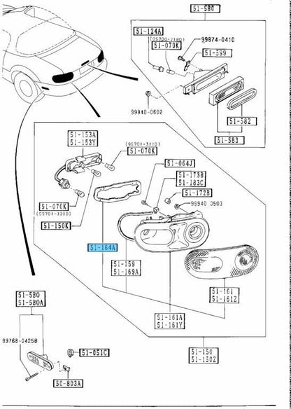 MAZDA MX-5 MIATA NA8C 90-97 Genuine Rear Combination Lamp Gasket NA01-51-158 x2