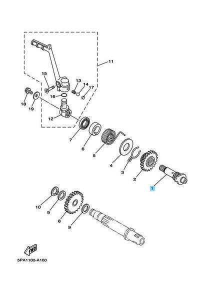 YAMAHA YZ85 2002-2017 Genuine Kick Axle Assy 5PA-15660-00-00 OEM