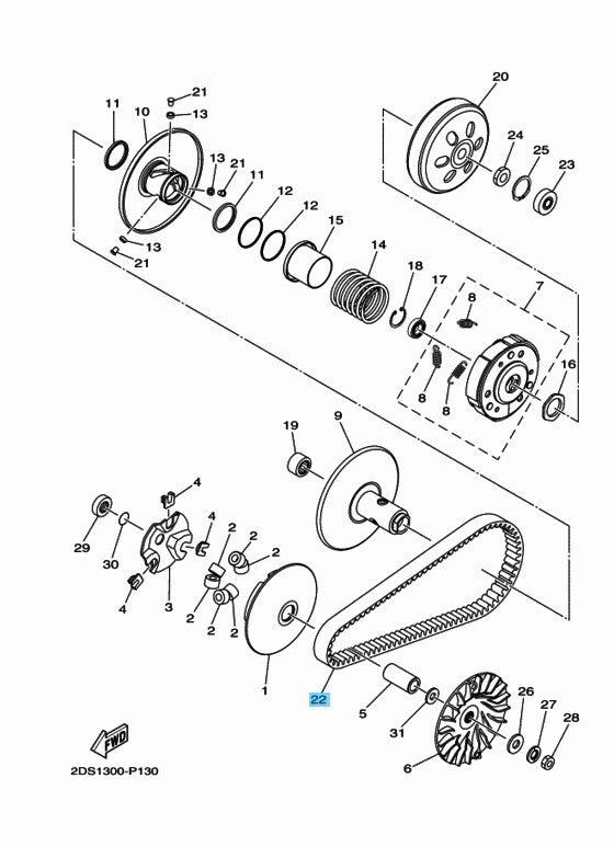 YAMAHA NMAX GPD125-A 2015-2017 Genuine Clutch V Belt 2DP-E7641-00 OEM