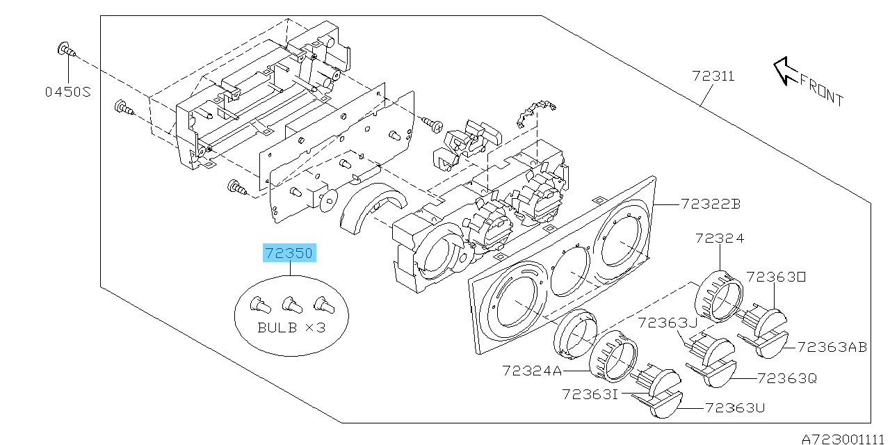 SUBARU FORESTER SG5 03-04 Genuine Instrument Panel A/C Lamp Assy 72350SA000 OEM