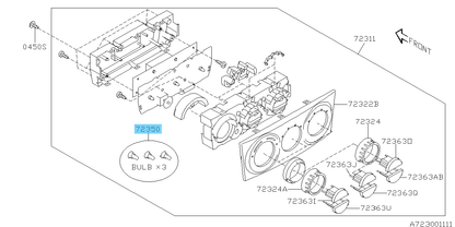 SUBARU FORESTER SG5 03-04 Genuine Instrument Panel A/C Lamp Assy 72350SA000 OEM
