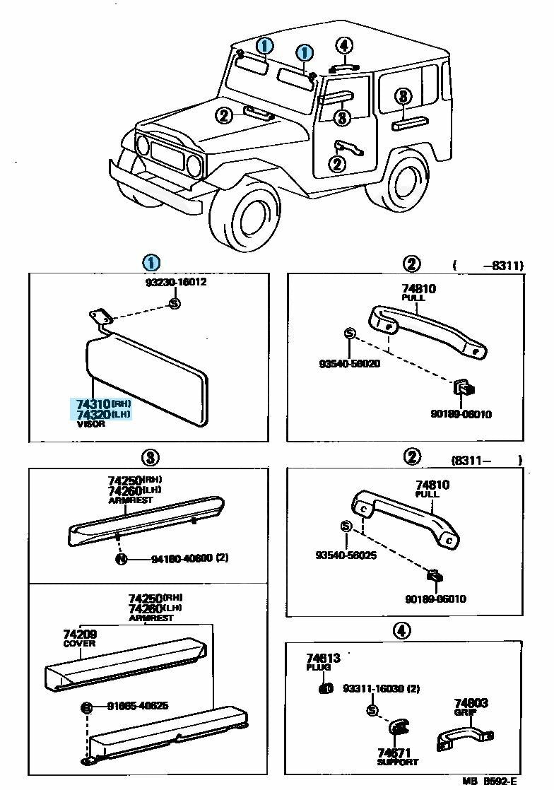 TOYOTA LAND CRUISER BJ40 FJ40 FJ45 FJ55 69-78 Genuine Sun Visor RH & LH Set OEM