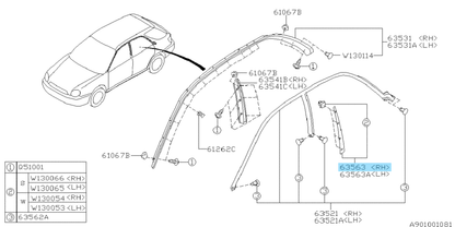 SUBARU IMPREZA WRX STi 2002-2007 Genuine B Pillar Cover Garnish Right Side OEM