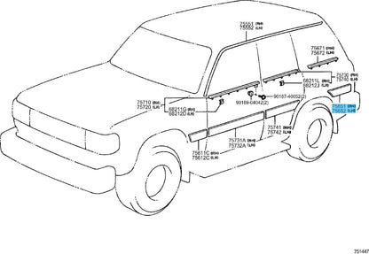 TOYOTA LAND CRUISER FZJ80 '95-04 Genuine Quarter Outside Moulding RH & LH Set