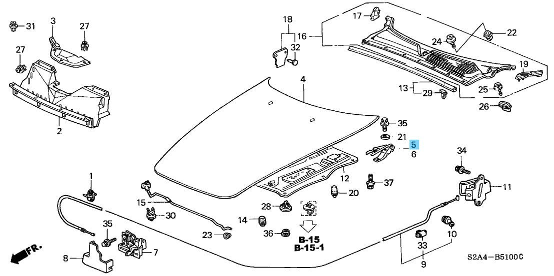 HONDA S2000 AP1 AP2 2000-2009 Genuine Hood Hinge Comp RH 60120-S2A-000ZZ OEM