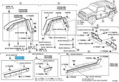 TOYOTA FJ CRUISER 07-14 Genuine Front Door Outside Moulding Sub-Assy RH & LH Set