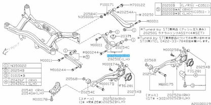 SUBARU OUTBACK BP# 07-09 Genuine Rear Upper Lateral Link Assy Right 20250AE031