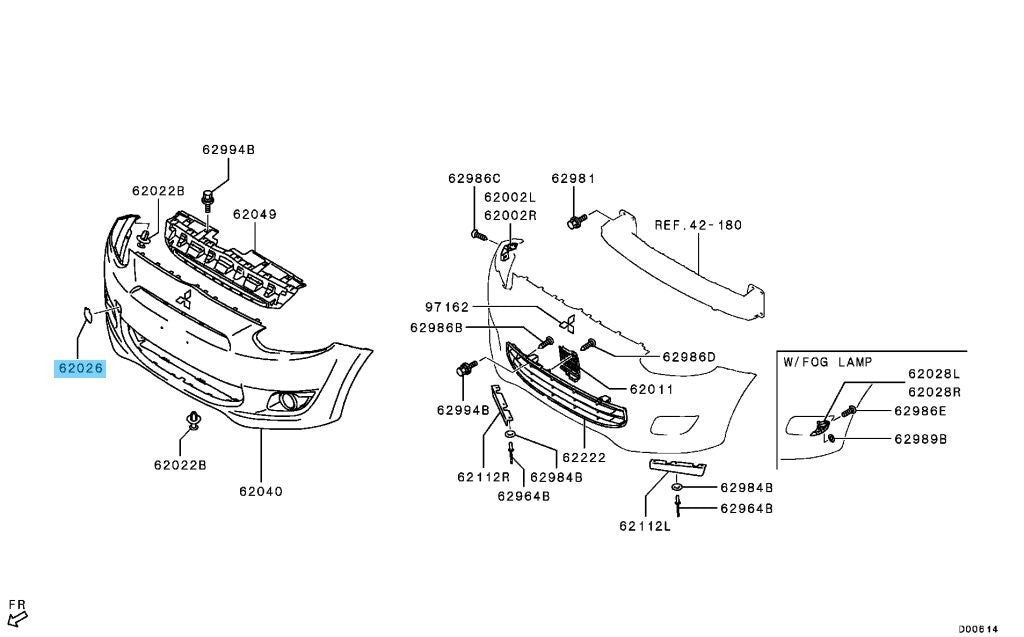 MITSUBISHI MIRAGE A03A A05A 2017-2020 Genuine Front Bumper Cover 6400G531WB OEM