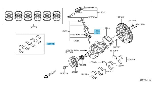 NISSAN GT-R R35 09-19 Genuine Crank Bearing Kit & Connecting Rod Bearing set