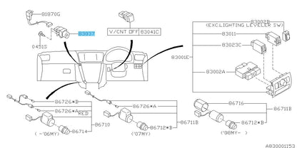 SUBARU LEGACY BL5 BP5 BP9 '03-07 Genuine Hazard Switch 83037AG001 OEM For RHD
