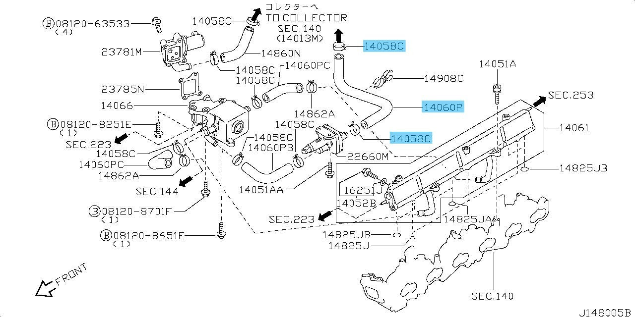 NISSAN SKYLINE R33 R34 GT-R Genuine Regulator to Manifold Hose 14060-24U00 OEM