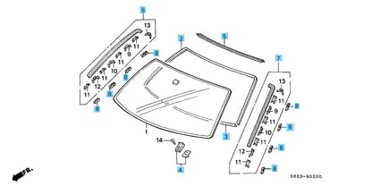 HONDA CIVIC 92-95 Genuine Fr/Windshield Molding Upper RH LH Clip Dam Holder Set