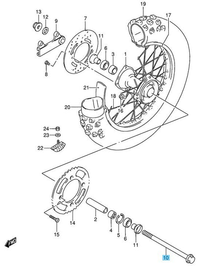 SUZUKI RM85 2002-2010 2012 2015-2017 Genuine Rear Wheel Axle 64711-03B70 OEM