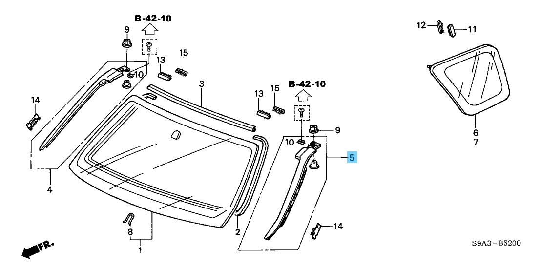 HONDA CR-V RD# 02-06 Genuine Front Windshield Pillar Side Garnish Assy Left