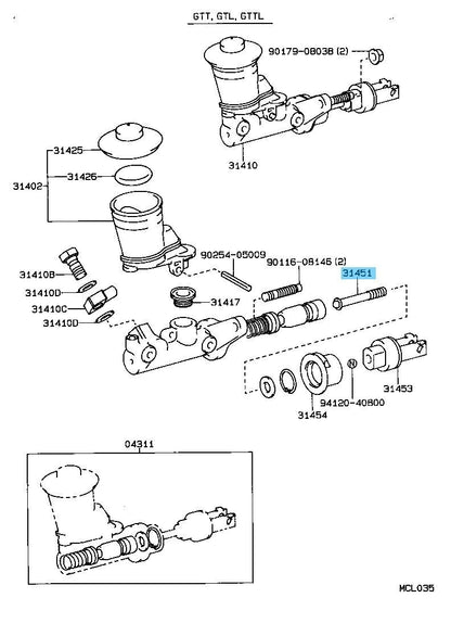 TOYOTA SUPRA MA70L 86-90 Genuine Clutch Master Cylinder Push Rod 31451-22070 OEM