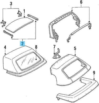 MAZDA RX-7 CONVERTIBLE FC3C 1988-1991 Genuine Roof Weather Strip RH & LH Set OEM