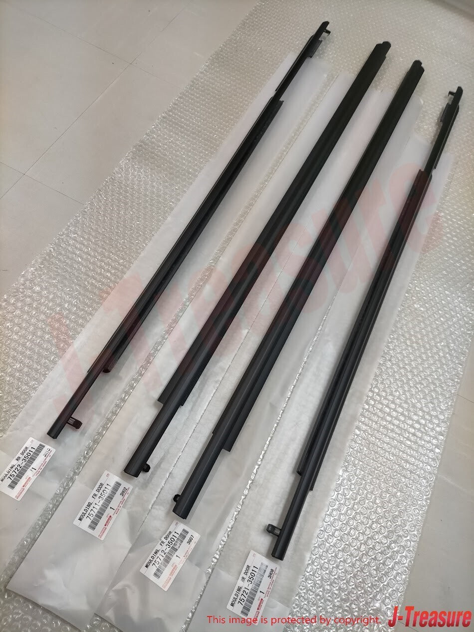 TOYOTA 4RUNNER 10-22 Genuine Door Belt Molding Weatherstrip Front Rear 4pcs OEM
