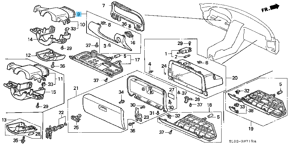 HONDA ACURA NSX 91-05 LHD Genuine Instrument Driver Lower Panel 77210-SL0-A01ZA